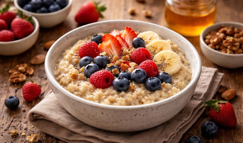 bol-flocons-avoine-fruits-table