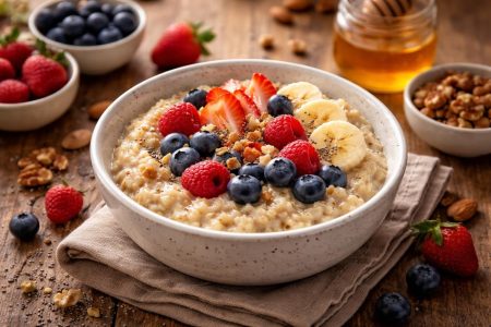bol-flocons-avoine-fruits-table