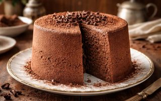 gateau-chocolat-assiette-table-rustique