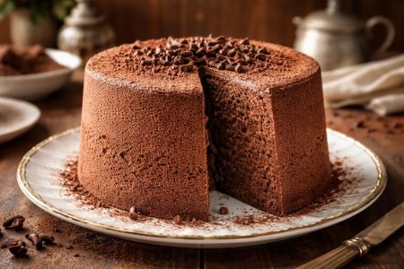 gateau-chocolat-assiette-table-rustique