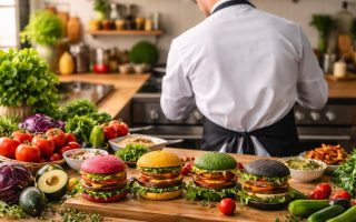 chef-cuisine-burgers-vegetariens-legumes