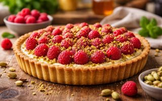 tarte-framboises-pistaches-table-bois