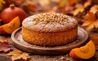 gateau-potimarron-assiette-bois-feuilles