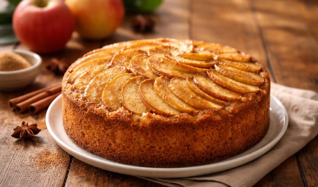 gateau-pommes-table-bois-tranches