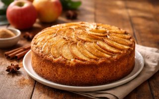 gateau-pommes-table-bois-tranches