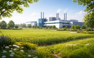 usine-moderne-champs-ciel-bleu