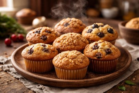 muffins-dores-assiette-bois-cuisine