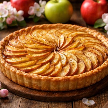 tarte-pommes-table-bois-pommes-fleurs