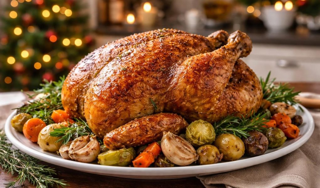 chapon-dore-legumes-cuisine-festive