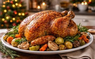 chapon-dore-legumes-cuisine-festive