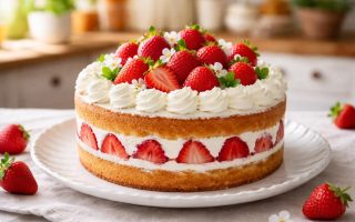 gateau-fraise-assiette-ceramique-cuisine