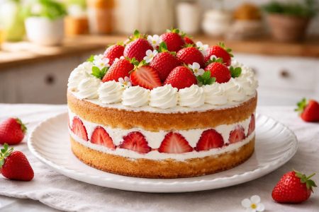 gateau-fraise-assiette-ceramique-cuisine