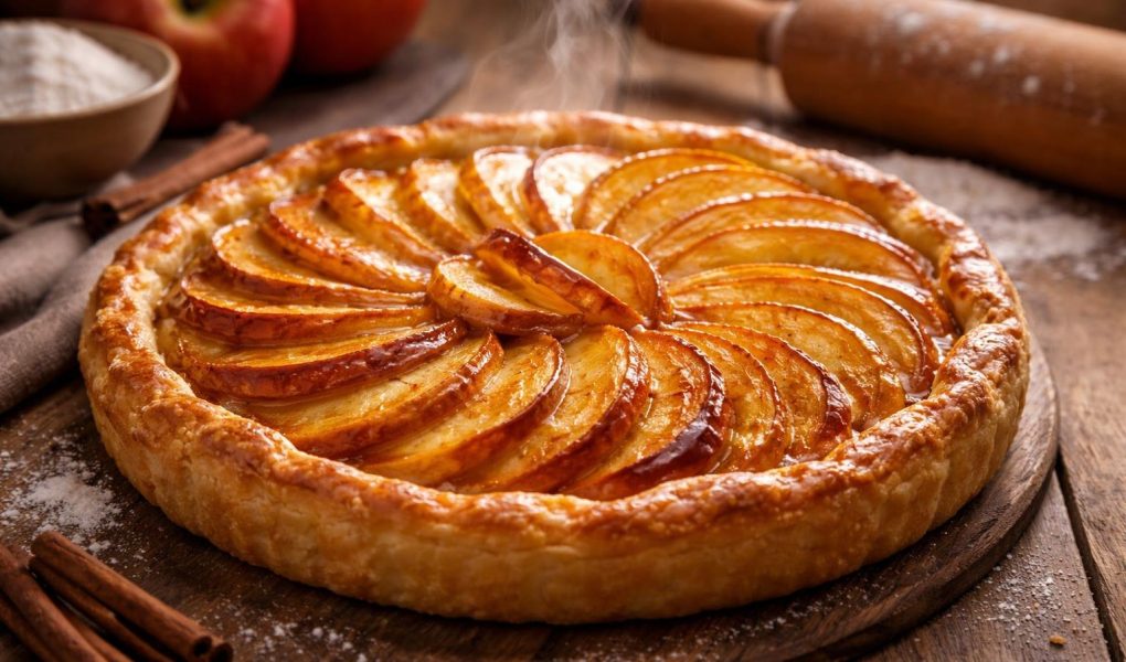 tarte-pommes-caramelisee-table-bois
