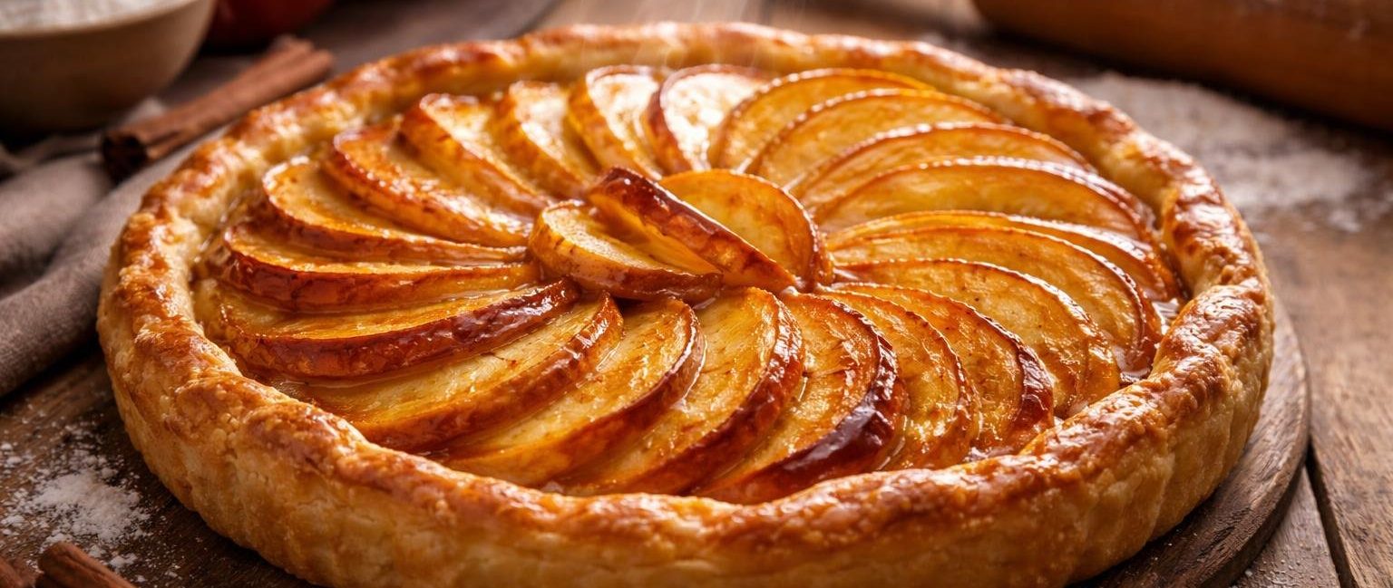 tarte-pommes-caramelisee-table-bois