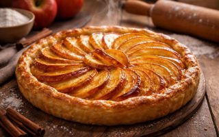 tarte-pommes-caramelisee-table-bois