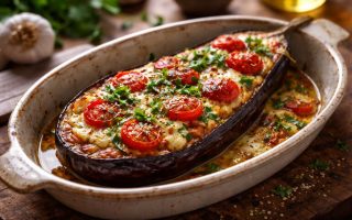 aubergine-cuite-tomates-fromage-herbes
