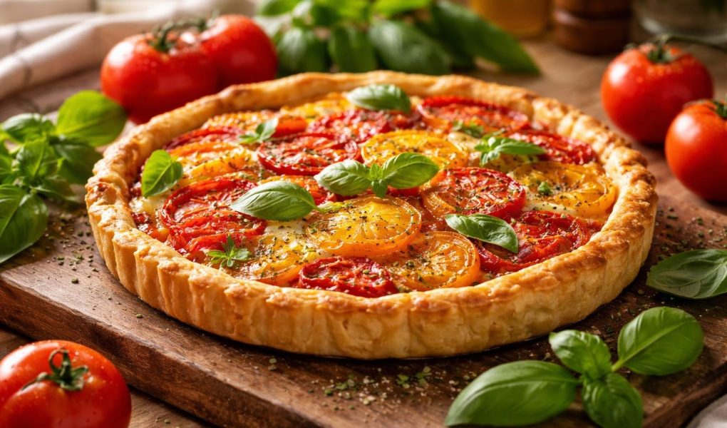 tarte-tomate-basilic-planche-bois