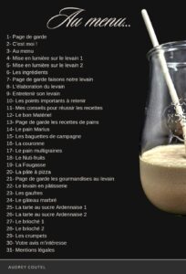 le menu de l'Ebook